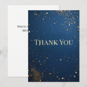 Elegant donkerblauw en faux goud bedankkaart (Voorkant / Achterkant)