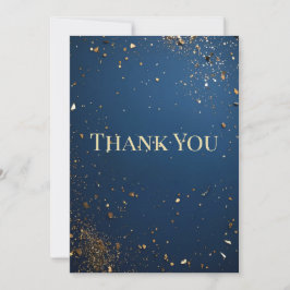 Elegant donkerblauw en faux goud bedankkaart