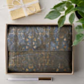 Elegant Donkerblauw en Gouden Damast Textured Tissuepapier (Geschenk)