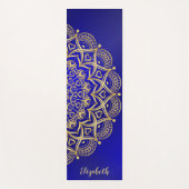 Elegant Donkerblauw en Gouden Mandala Monogrammed Yogamat (Voorkant)