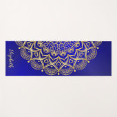 Elegant Donkerblauw en Gouden Mandala Monogrammed Yogamat (Voorkant (horizontaal))