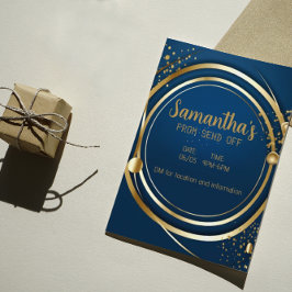 Elegant Donkerblauw en Gouden Uitnodiging van het  Flyer