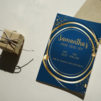 Elegant Donkerblauw en Gouden Uitnodiging van het Flyer