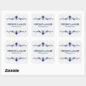Elegant donkerblauw en roze Lijst Vierkante Sticker (Vel)