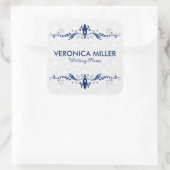 Elegant donkerblauw en roze Lijst Vierkante Sticker (Tas)