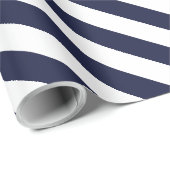 Elegant donkerblauw en wit gestreept patroon cadeaupapier (Rol Hoek)