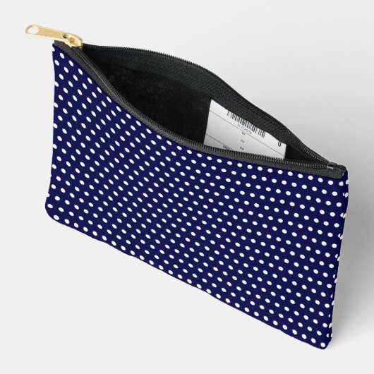 Elegant donkerblauw en wit polka dot patroon etui (Open)