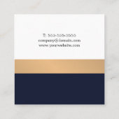 Elegant Donkerblauw Faux Gold Stripes Consultant Vierkante Visitekaartje (Achterkant)