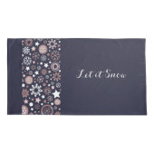 Elegant donkerblauw, glanzend roze metallic sneeuw kussensloop (Achterkant)