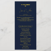 Elegant Donkerblauw & goud Huwelijksprogramma clas Programmakaart (Voorkant)