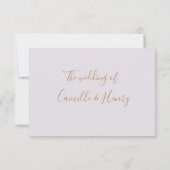 Elegant donkerblauw goud lila trouw-rsvp kaart (Achterkant)