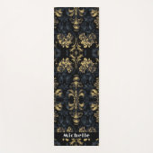 Elegant Donkerblauw Grijs Zwart Goud Bloem Victori Yogamat (Voorkant)