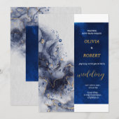 Elegant Donkerblauw & Licht Melk Goud Marmer Kaart (Voorkant / Achterkant)