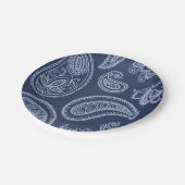 Elegant donkerblauw Paisley patroon Papieren Bordje (Gekanteld)