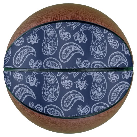 Elegant donkerblauw paisleypatroon basketbal (Voorkant)