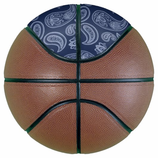 Elegant donkerblauw paisleypatroon basketbal (Rechts)