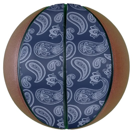 Elegant donkerblauw paisleypatroon basketbal (Verticaal)