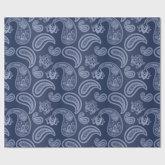 Elegant donkerblauw paisleypatroon cadeaupapier (Vlak)
