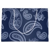 Elegant donkerblauw paisleypatroon large cadeautasje (Voorkant)