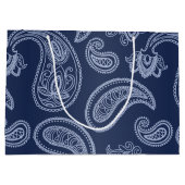 Elegant donkerblauw paisleypatroon large cadeautasje (Achterkant)
