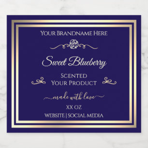 Elegant donkerblauw productetiket Gold Shimmer Lij Likeurfles Etiket