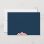 Elegant donkerblauw roze pioenen bruiloft save dat the date (Achterkant)