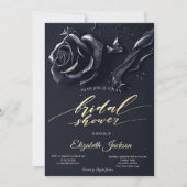 Elegant Donkerblauw Rozen Gotisch Vrijgezellenfees Kaart (Voorkant)