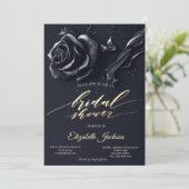 Elegant Donkerblauw Rozen Gotisch Vrijgezellenfees Kaart (Staand voorkant)