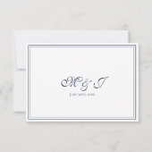 Elegant Donkerblauw Shell RSVP Kaartje (Achterkant)