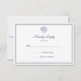 Elegant Donkerblauw Shell RSVP Kaartje