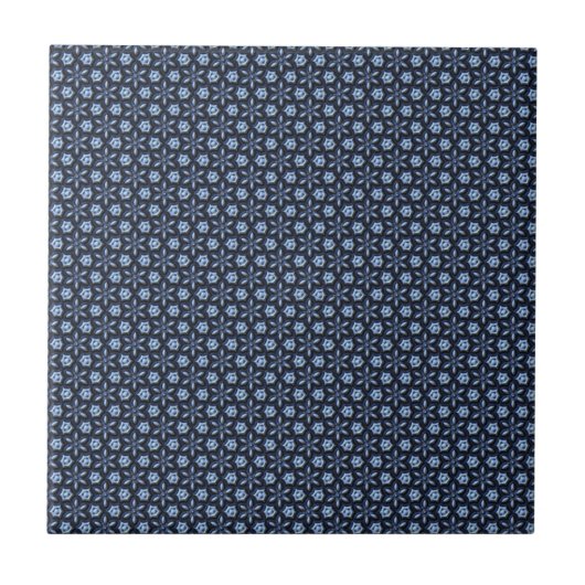 Elegant donkerblauw sierpatroon tegeltje (Voorkant)