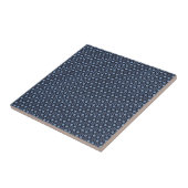 Elegant donkerblauw sierpatroon tegeltje (Zijkant)