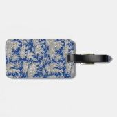 Elegant  donkerblauw toile de jouy bagagelabel (Achterkant horizontaal)
