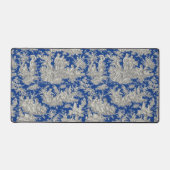 Elegant  donkerblauw toile de jouy bureaumat (Voorkant)