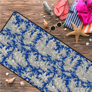 Elegant  donkerblauw toile de jouy bureaumat