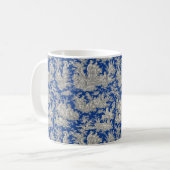 Elegant  donkerblauw toile de jouy koffiemok (Voorkant links)