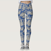 Elegant donkerblauw toile de jouy leggings (Voorkant)