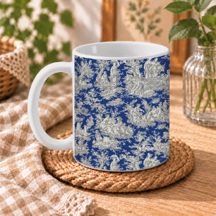 Elegant donkerblauw vintage toile de Jouy Koffiemok