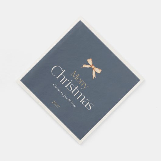 Elegant donkerblauw vrolijk kerstservet servet (Hoek)