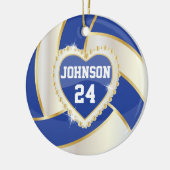 Elegant Donkerblauw, wit en goudvolleybal Keramisch Ornament (Links)