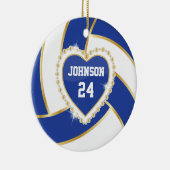 Elegant Donkerblauw, wit en goudvolleybal Keramisch Ornament (Rechts)