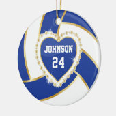 Elegant Donkerblauw, wit en goudvolleybal Keramisch Ornament (Links)