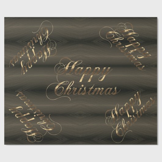Elegant donkerbruin Gold-script, prettige kerstmis Cadeaupapier (Vlak)