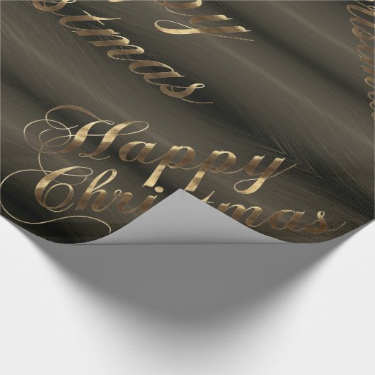 Elegant donkerbruin Gold-script, prettige kerstmis Cadeaupapier (Hoek)