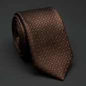 Elegant donkerbruin & goud patroon stropdas