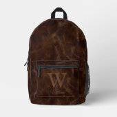 Elegant  donkerbruin Koe leer monogram Bedrukte Rugzak (Voorkant)