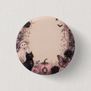 Elegant Donkere Botanische Halloween Feest Ronde Button 3,2 Cm