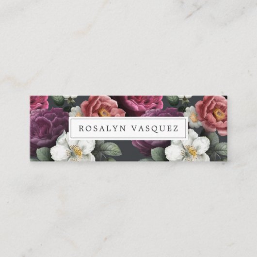 Elegant  donkere Floral op zwart Mini Visitekaartje (Voorkant)