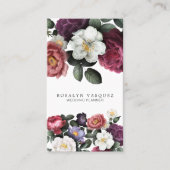 Elegant  donkere Floral op zwart | Verticaal Visitekaartje (Voorkant)