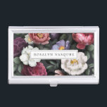 Elegant  donkere Floral op zwart Visitekaarthouder<br><div class="desc">Niets combineert uniek en stijlvol werk voor de beroepsbeoefenaars, zoals de houders van monogrammed-visitekaartjes. Deze prachtige, gepersonaliseerde hoesjes houden je zo georganiseerd dat je kaarten altijd in de hand hebben. Plus, zult u een blijvende indruk op uw klanten verlaten. Voeg uw douanetekst aan dit ontwerp toe door de "Edit this...</div>